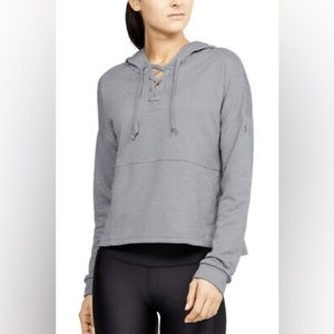 Under Armour Cross Town Gray Polyester Crop Hoodie Sweatshirt